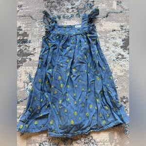 Tucker & Tate Lemon Print Flutter Sleeve Blue Chambray Peasant Dress Girls Sz 4